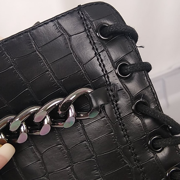 NEW Croc & Chain Chunky Platform Combat Boots - Picture 6 of 6